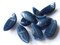 9 28mm Blue Curved Leaf Vintage Japanese Lucite Cabochons - Flat back Tiles